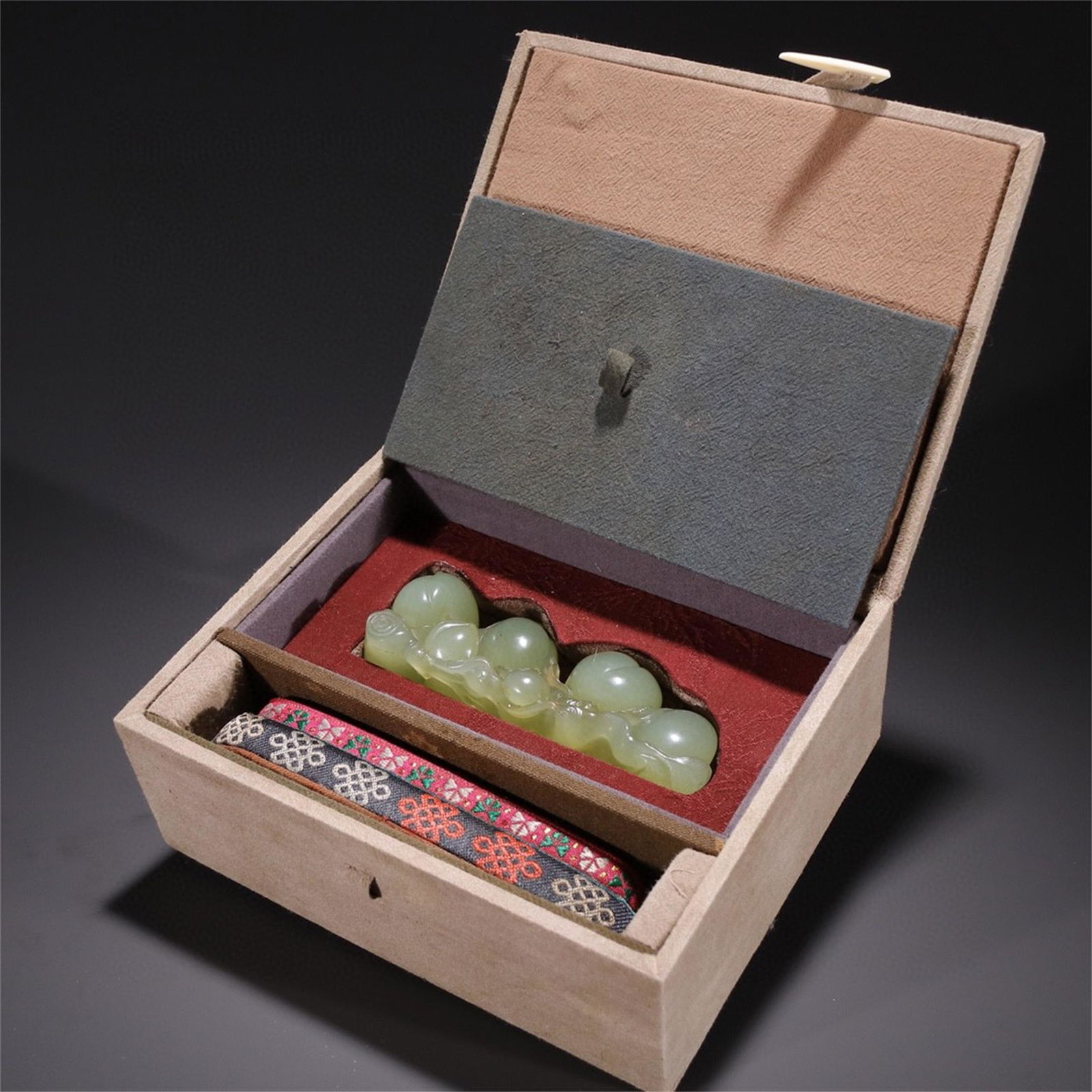 A Chinese Peach Shaped Shoushan Stone Brush Rest (1 of 9)