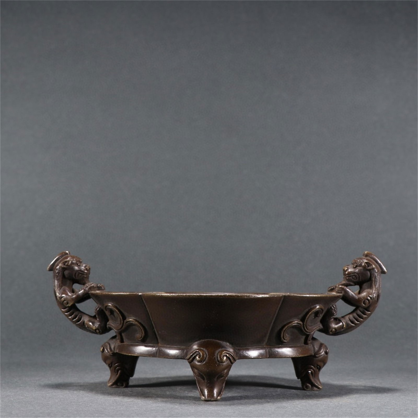 A Chinese Bronze Dragon Ear Incense Burner (1 of 9)