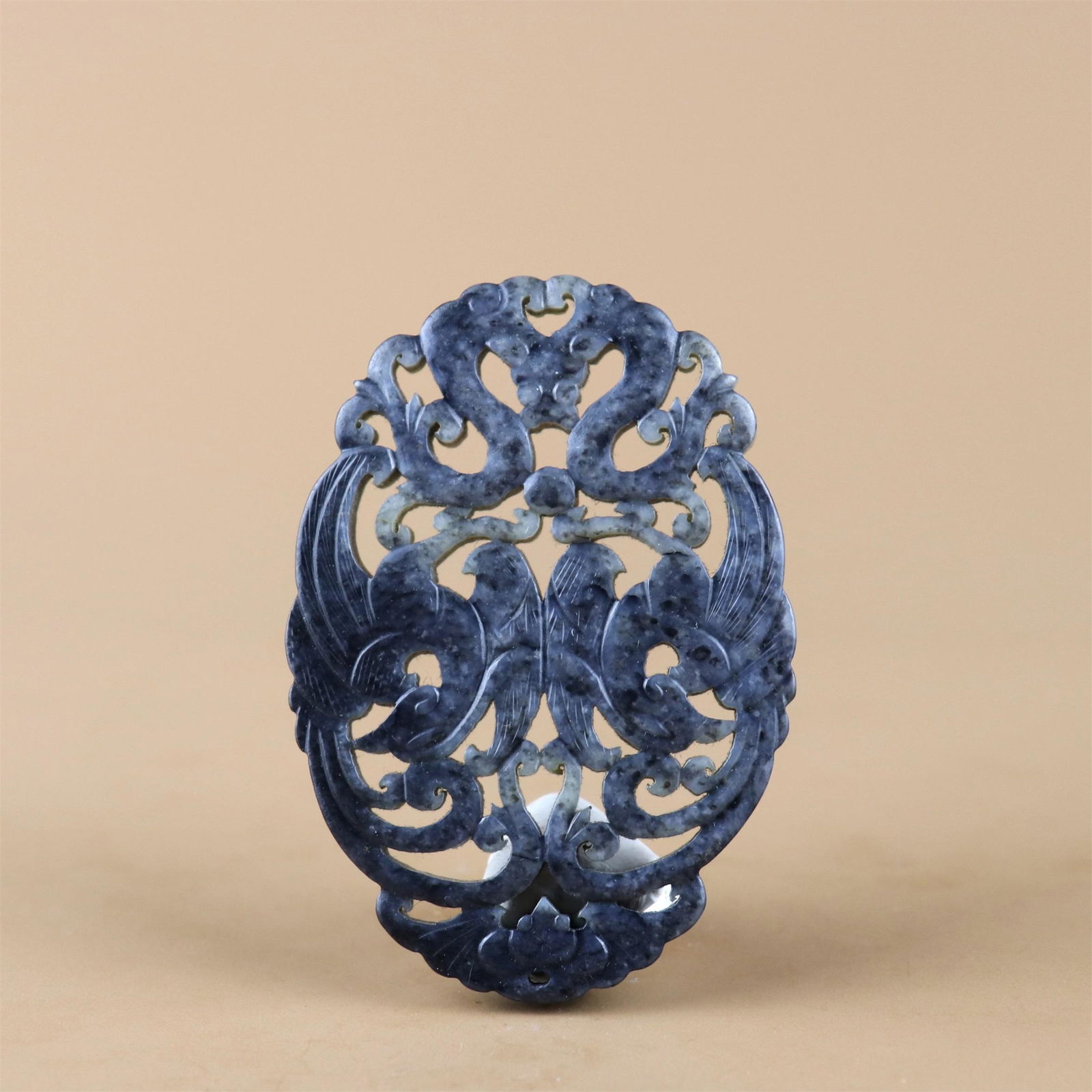 A Chinese Jade Phoenix and Dragon Patterned Decoration (1 of 8)