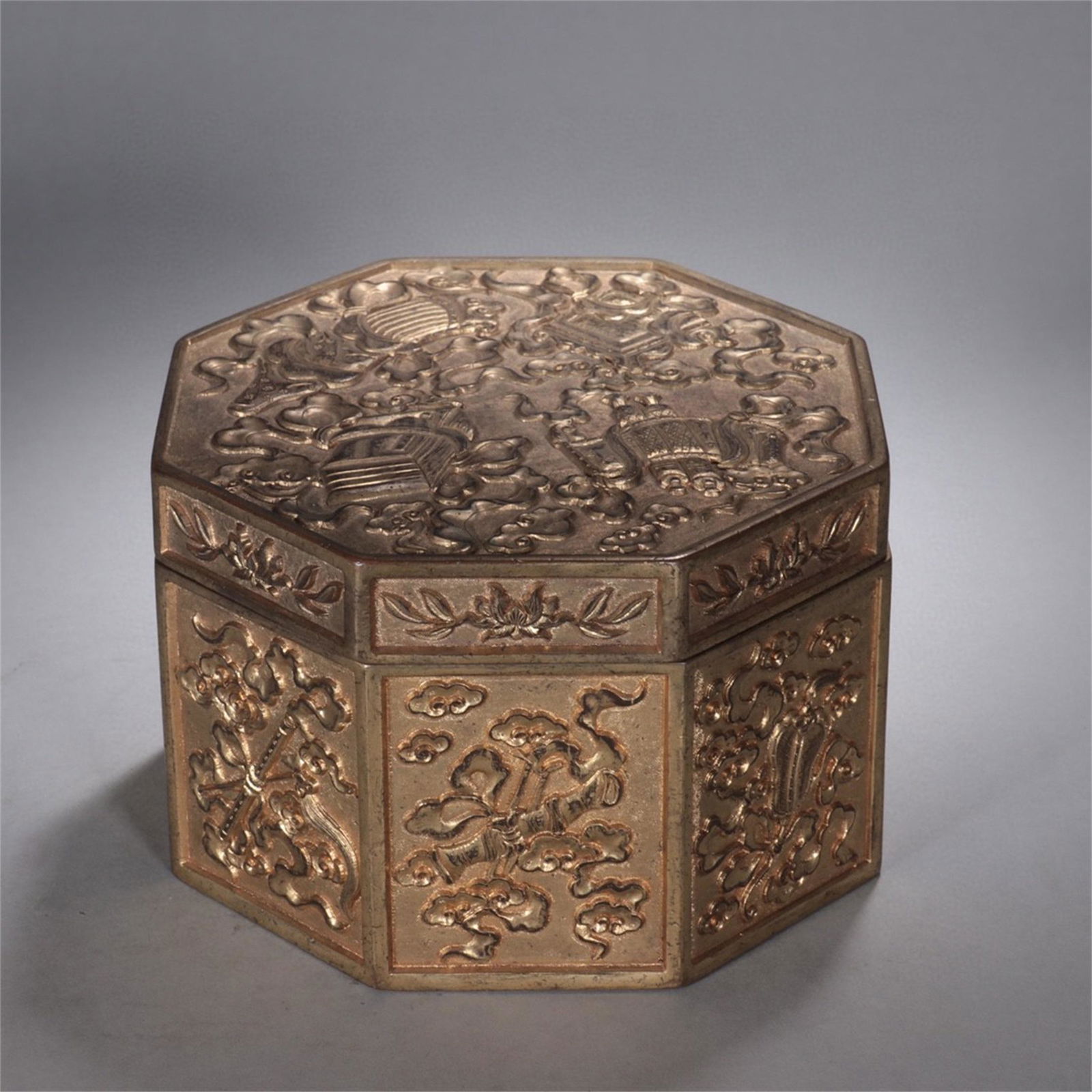 A Chinese Gilt Bronze Box with Lid (1 of 9)