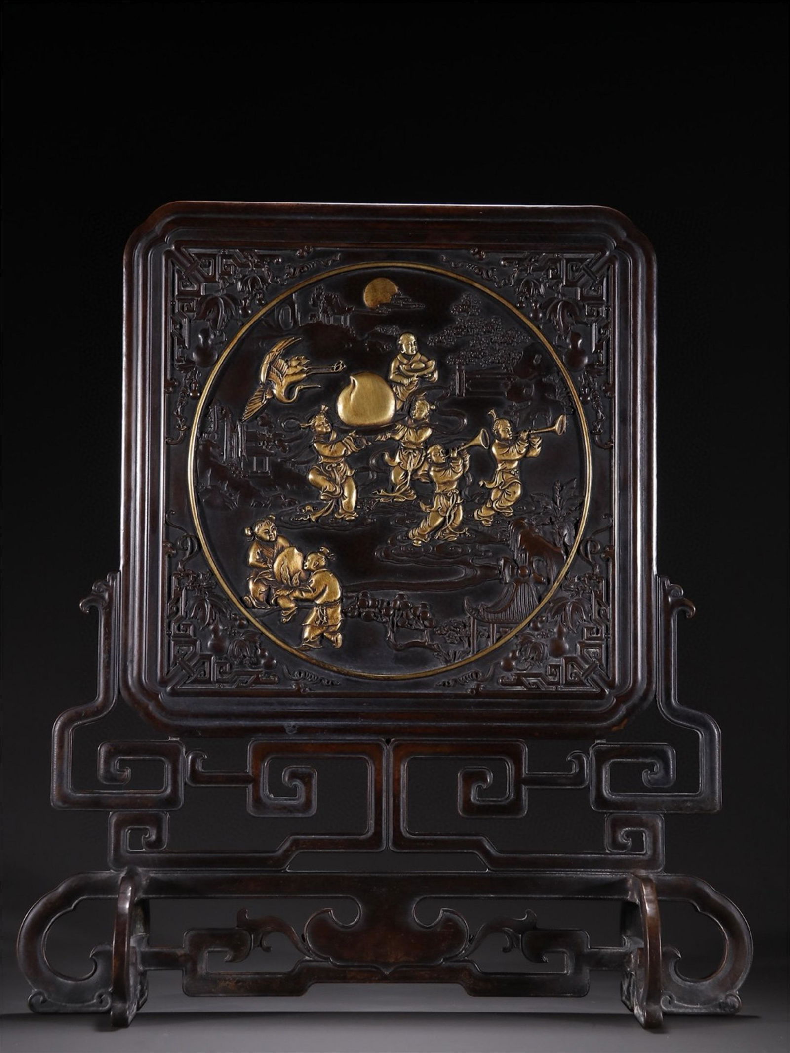 A Chinese Gilt Bronze Table Screen (1 of 9)