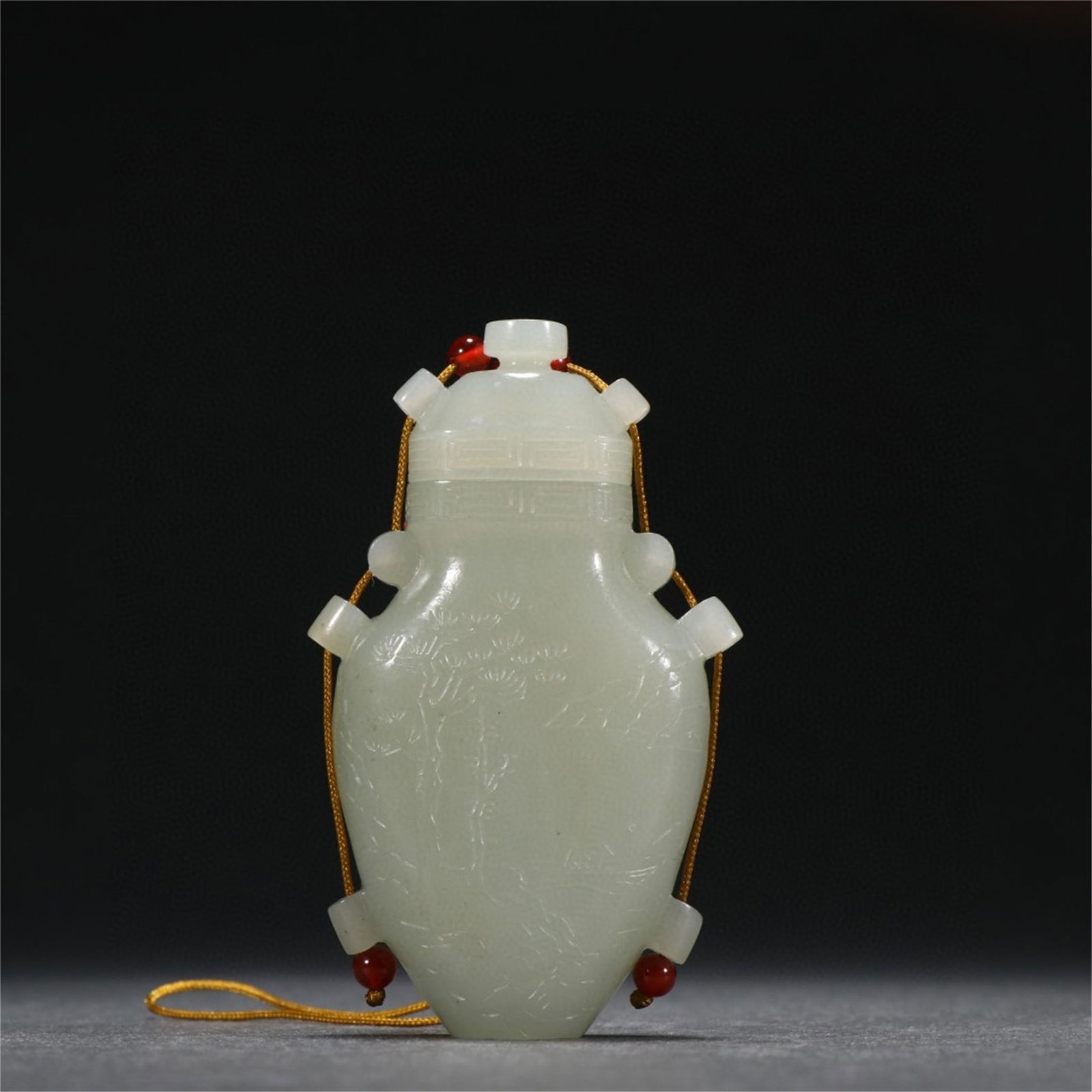 A Chinese Carved Jade Sachet with Calligraphy (1 of 9)