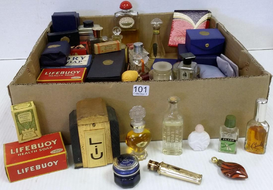 Large group vintage, etc perfumes, soaps including: Large group vintage, etc perfumes, soaps including Garden Glo, Guerlain, etc