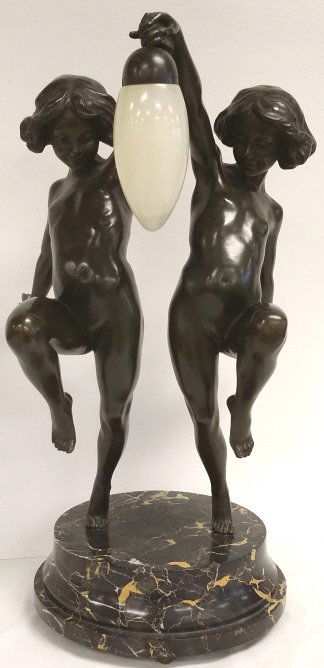 24" Antique Nicolet bronze - Two Dancing Girls - on (1 of 10)