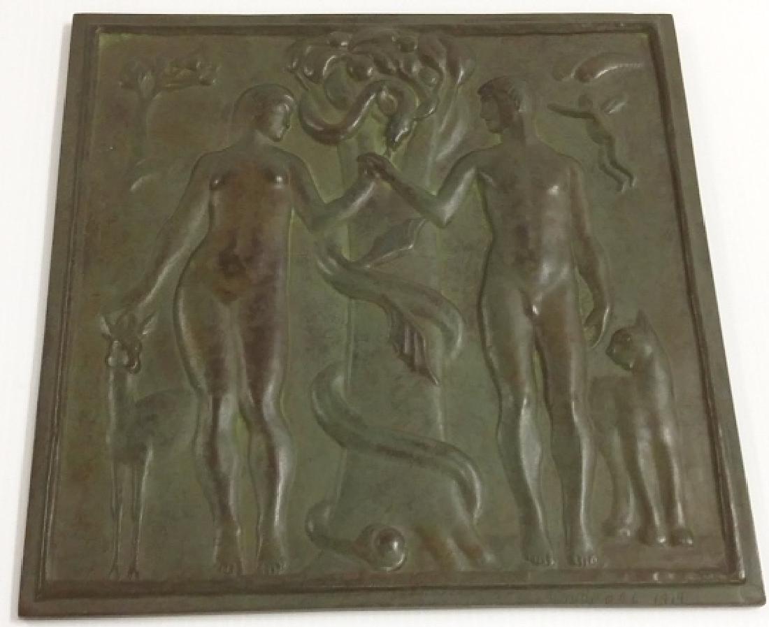 A. Knoppel- 1919 bronze plaque- Adam & Eve with A. (1 of 10)