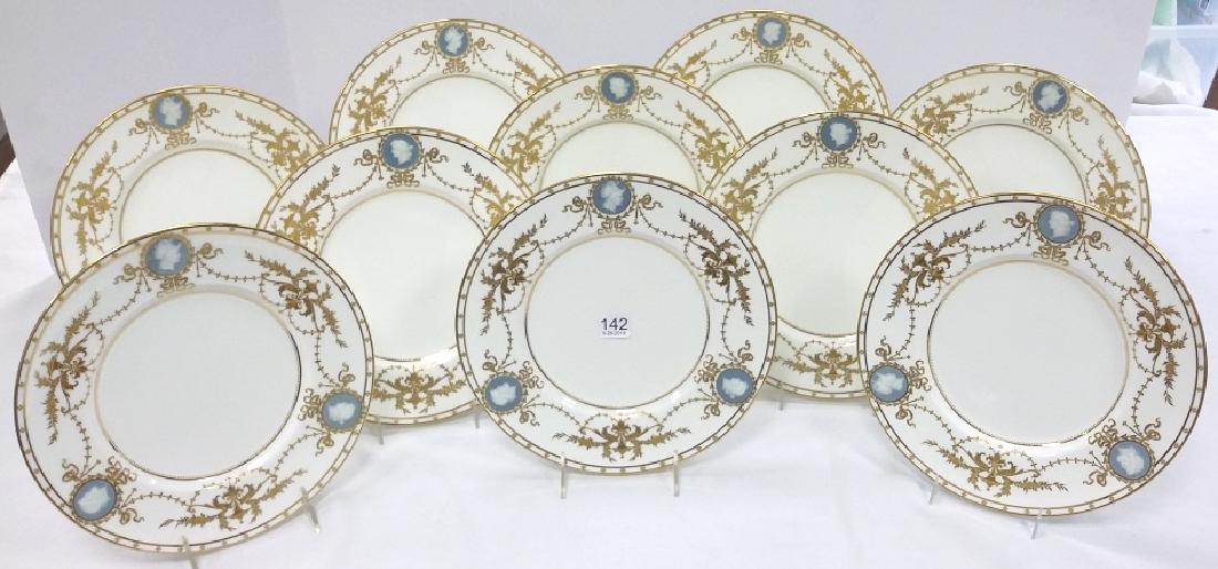 10- 10 1/4" Minton Pate-Sur-Pate cameo decorated plates (1 of 12)