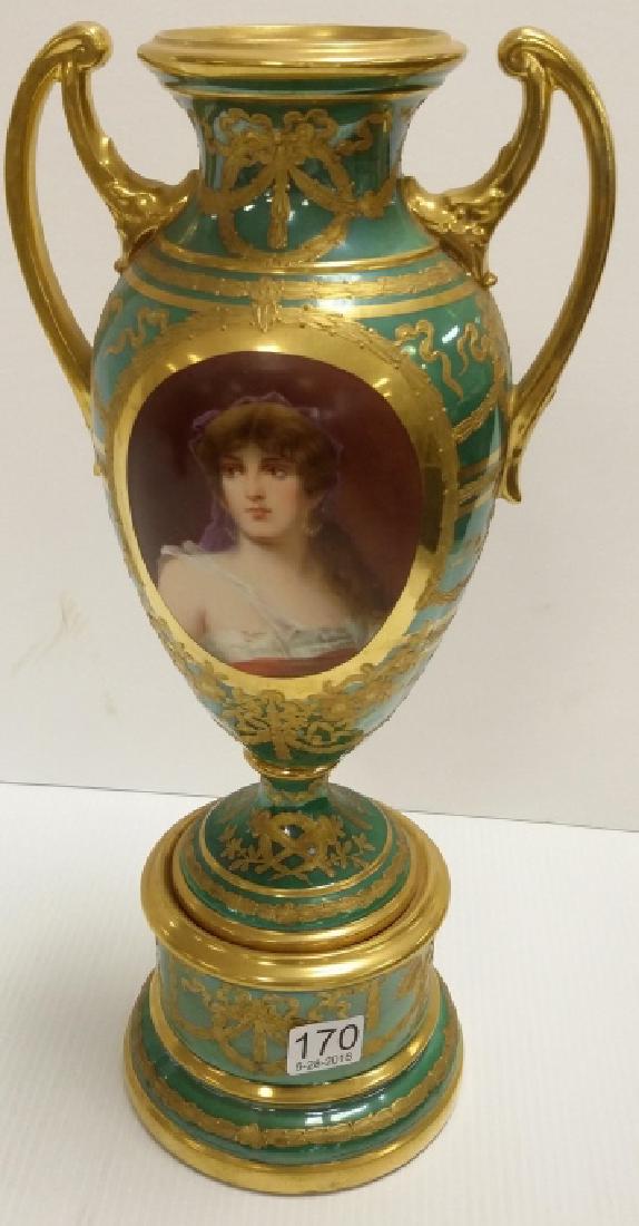 14" Dresden porcelain portrait vase (1 of 7)