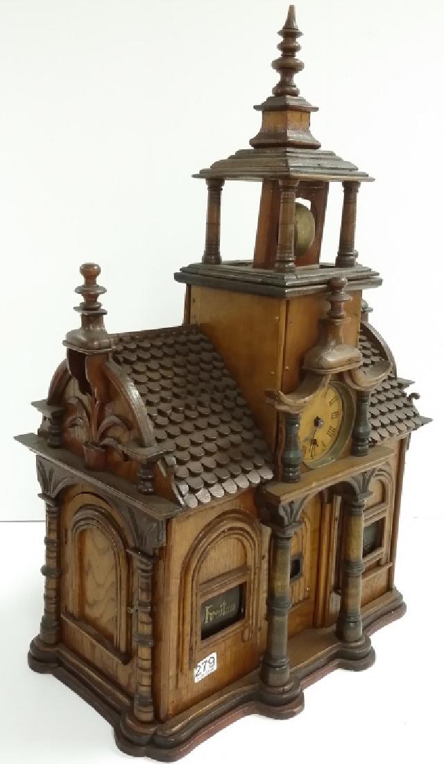 Antique Black Forest folk art building clock with (1 of 12)