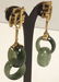 Pair 14K gold & carved jade drop earrings - 2