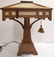 Antique mission oak table lamp- approx. 23" tall x 17"