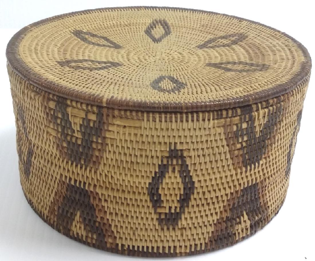 Alaskan Eskimo lidded basket approx. 7" wide x 3 1/2" (1 of 11)