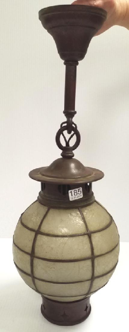 14" antique copper & leaded glass fixture from the (1 of 6)