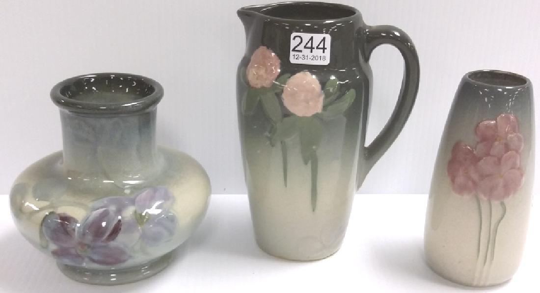 2 signed & 1 unsigned Weller Etna pottery pieces- (1 of 4)