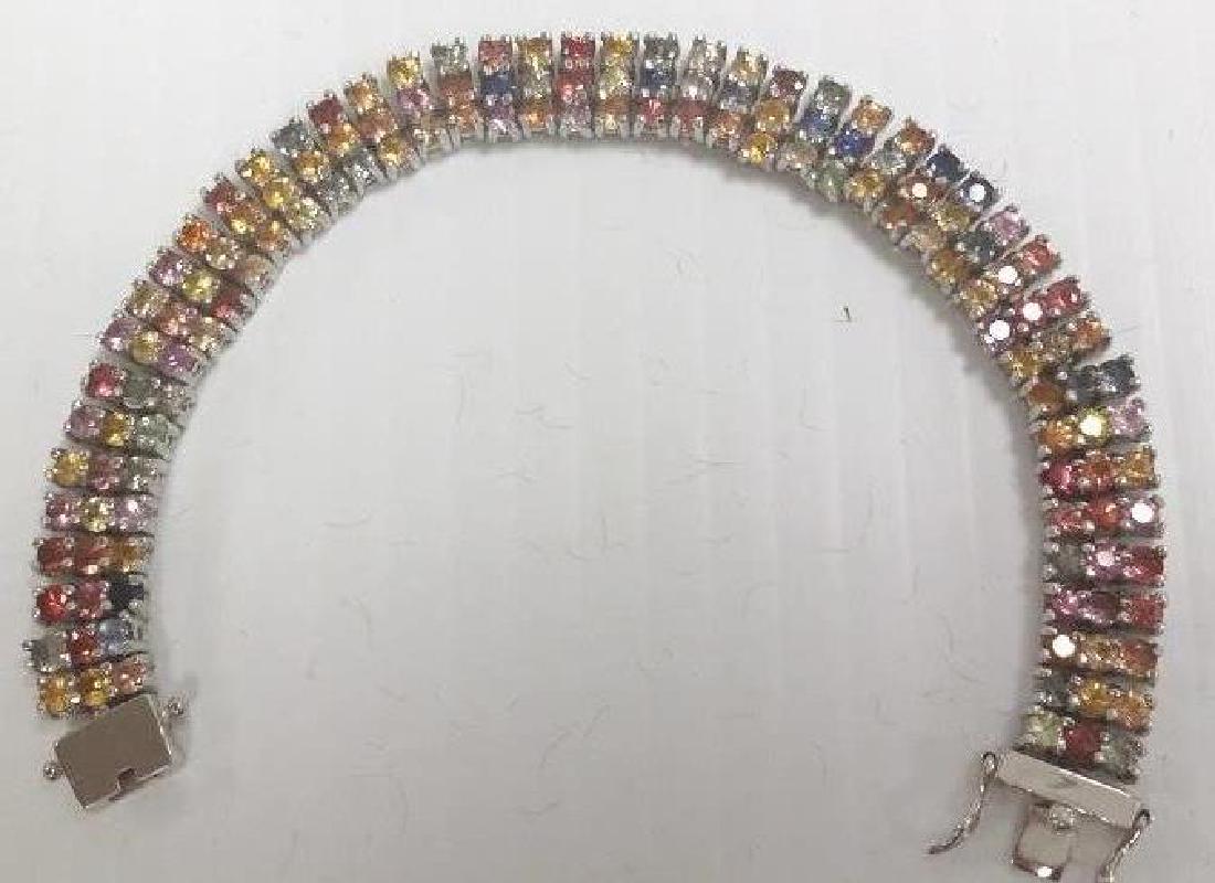 Gold over sterling bracelet set with multi-colored (1 of 4)
