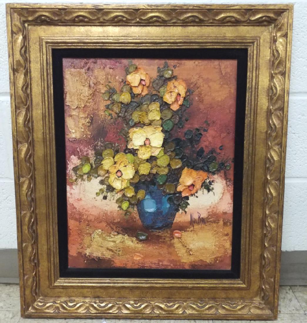 Signed May Ray oil on canvas- floral still life 16"x (1 of 5)