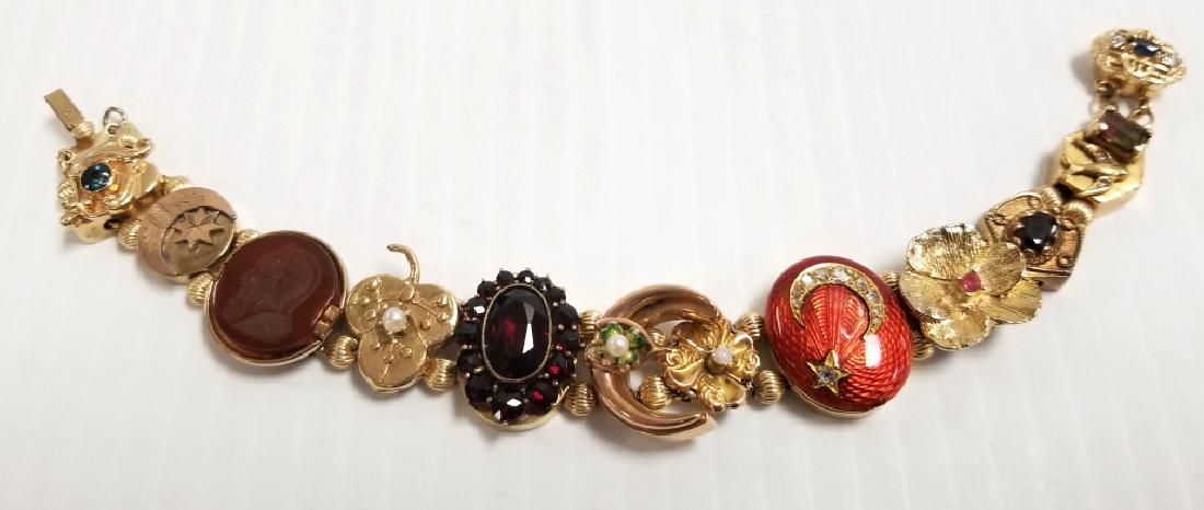 14K gold & gemstone slide chain bracelet (1 of 6)