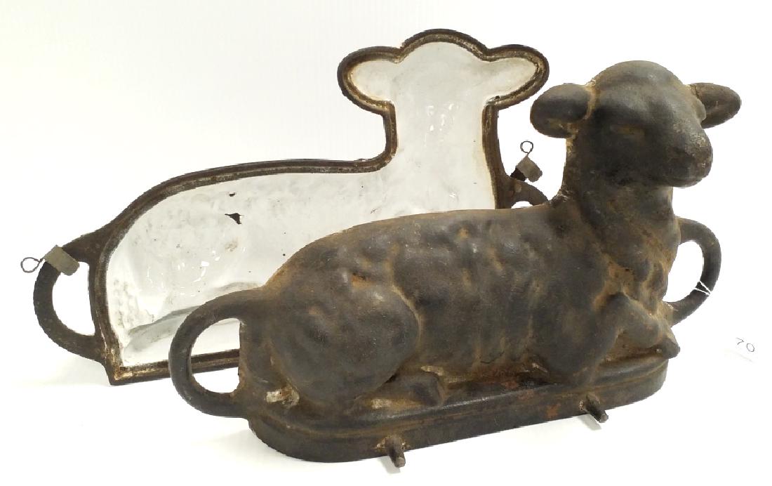 Antique cast iron lamb mold with enamel interior (some (1 of 6)