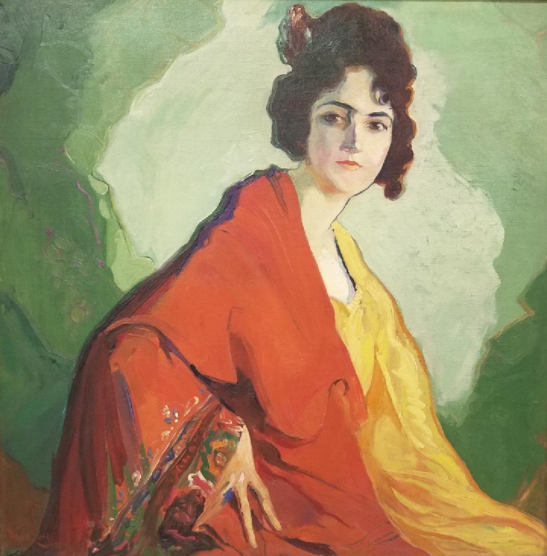 Signed Alex (Alexander) O. Levy 1920 oil on canvas Lady (1 of 8)