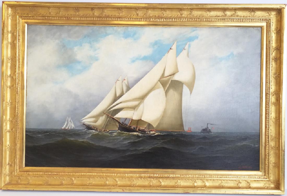 Framed signed A. Jacobsen oil on canvas (relined) Young: Framed signed A. Jacobsen oil on canvas (relined) Young America 1870 - 28" x 42" OD - From the M. Anthony Green Collection- Atlanta, GA