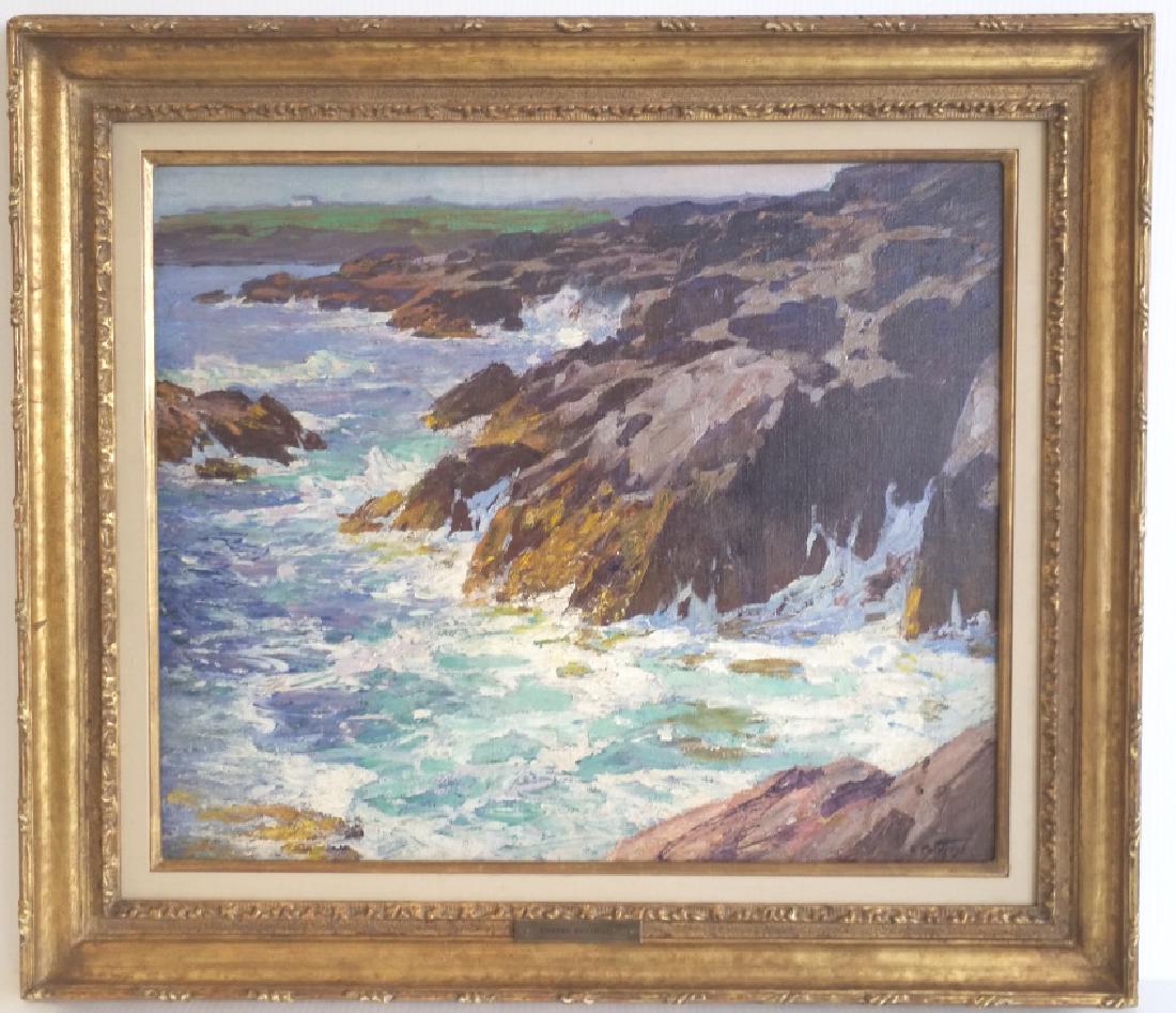 Framed signed Edward Potthast "A Jagged Coast": Framed signed Edward Potthast "A Jagged Coast" 1910-1920- 27" x 31" OD- From the M. Anthony Green Collection- Atlanta, GA