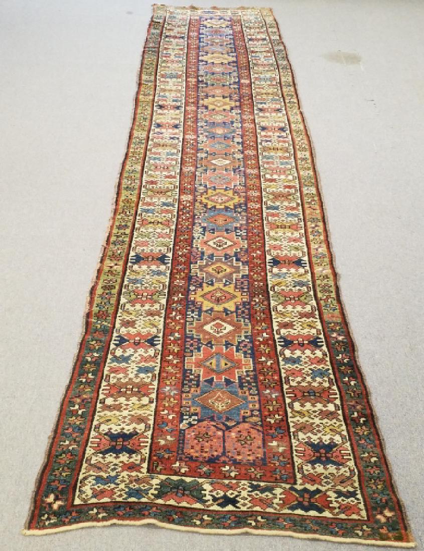 Antique handmade oriental runner approx. 14' 8" x 3' 4" (1 of 7)