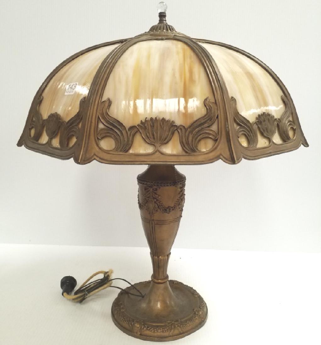 Antique slag glass lamp 18" dia. shade (1 of 7)