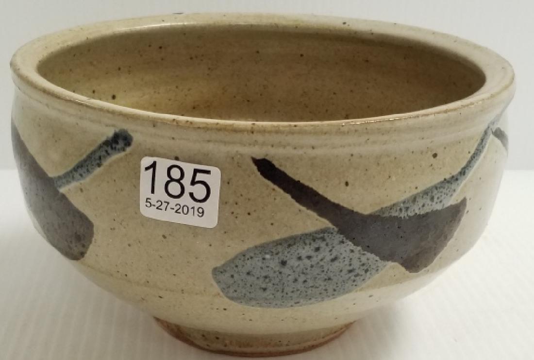 Warren Mackenzie signed bowl with blue & brown (1 of 6)