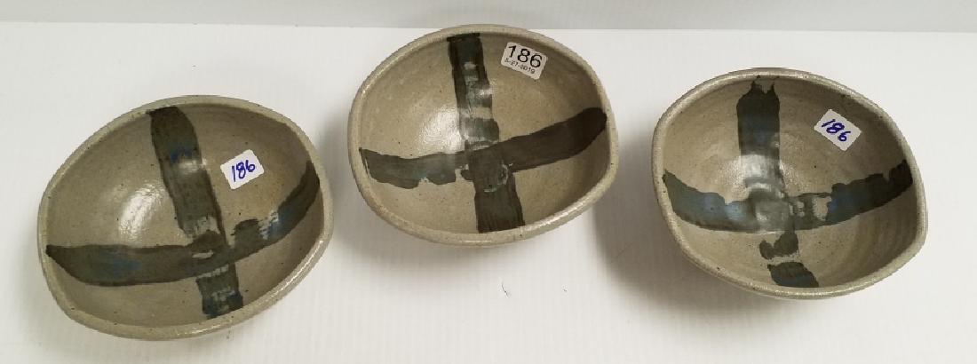 3 Warren Mackenzie matching small bowls (1 repaired) 6" (1 of 6)