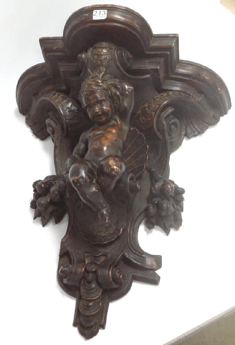 Antique Italian carved putti wall bracket approx 20"x (1 of 6)