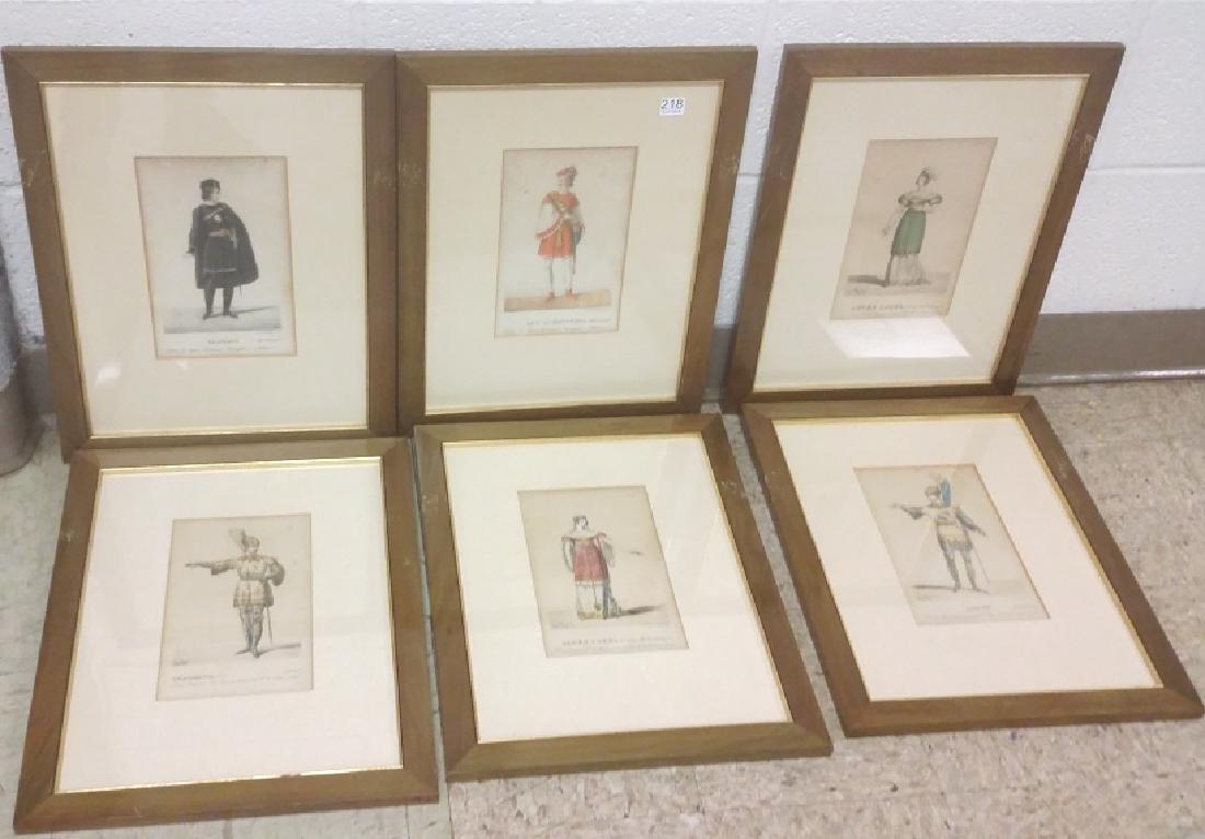 6 framed antique French hand colored theatrical (1 of 7)