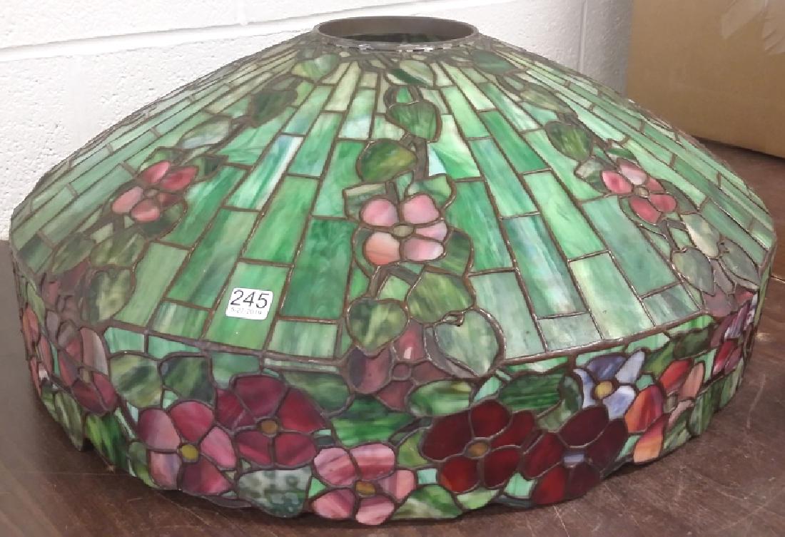 Stained & leaded glass shade with flower design 24" (1 of 13)