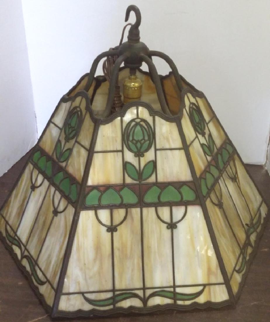 Unsigned Handel hanging fixture- 17" high, 19 3/4" wide (1 of 6)