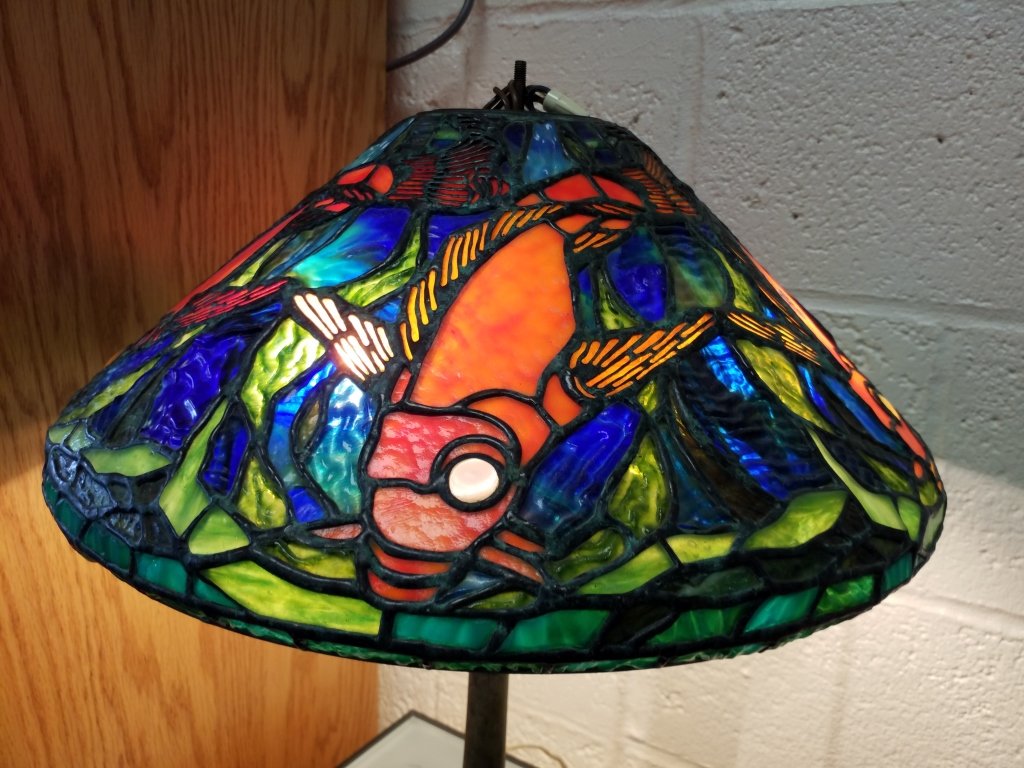 High quality unsigned stained & leaded glass fish motif (1 of 7)