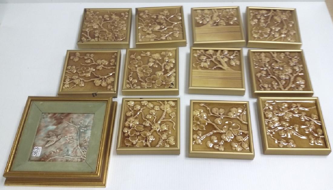 Group of 12 antique architectural pottery tiles (1 of 9)