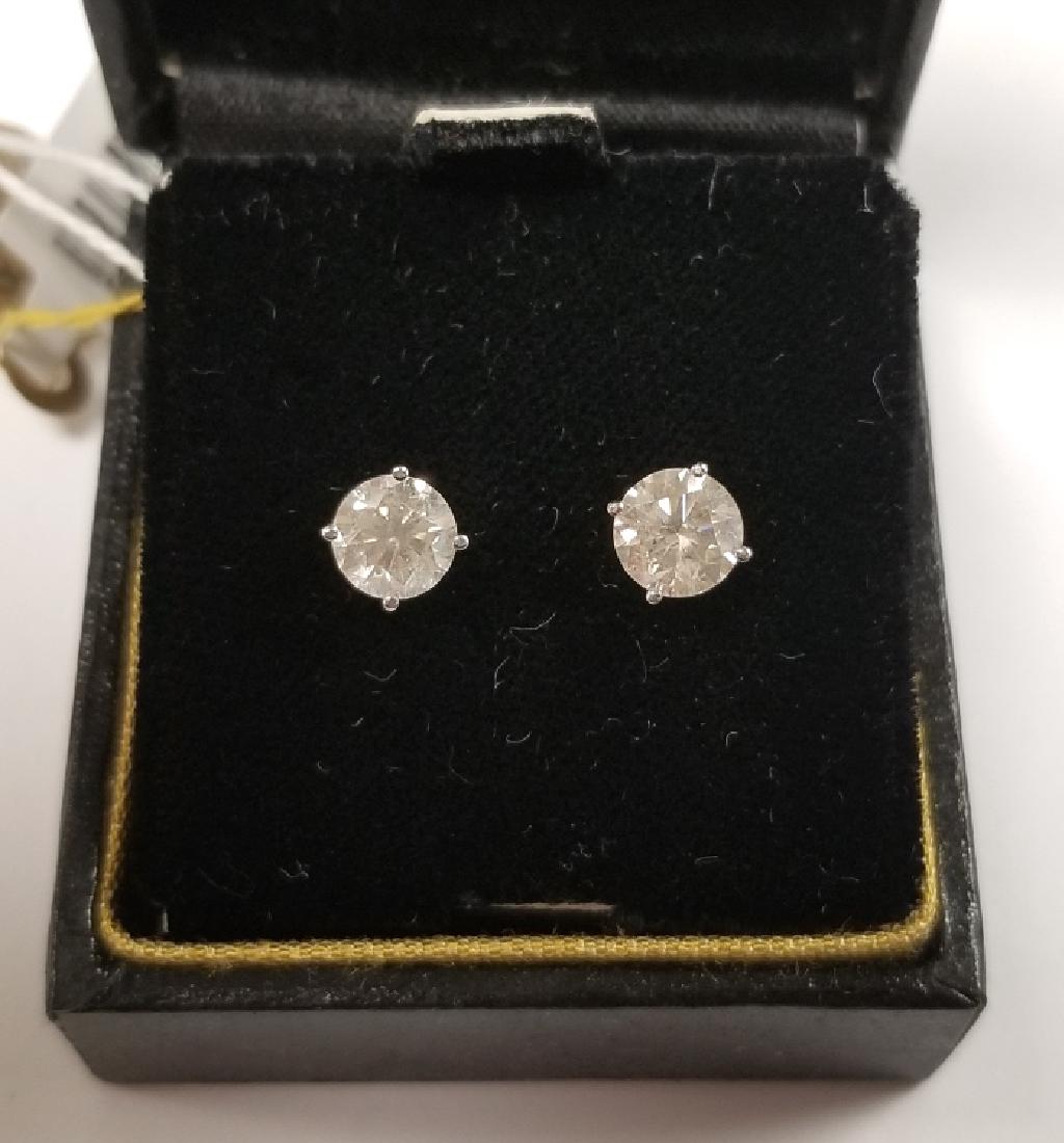 14K white gold diamond stud earrings 2.04 tcw with (1 of 6)