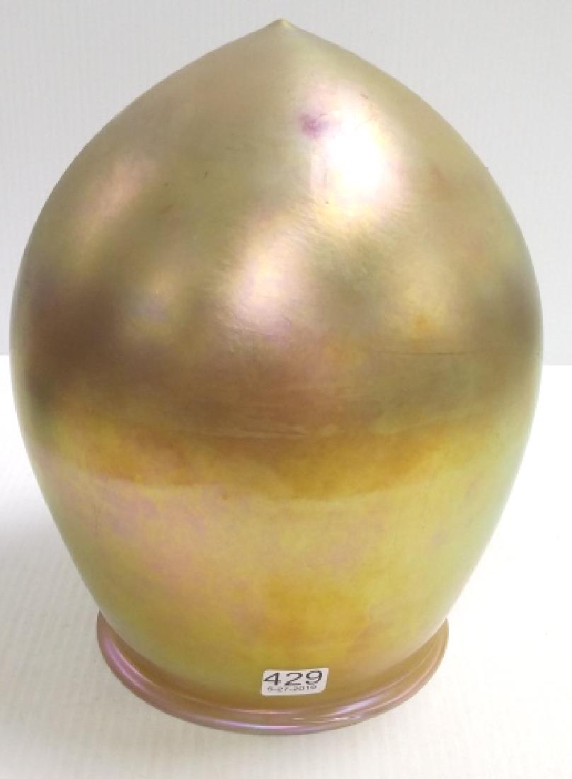 Large signed Quezal art glass gold aurene shade 11" (1 of 4)