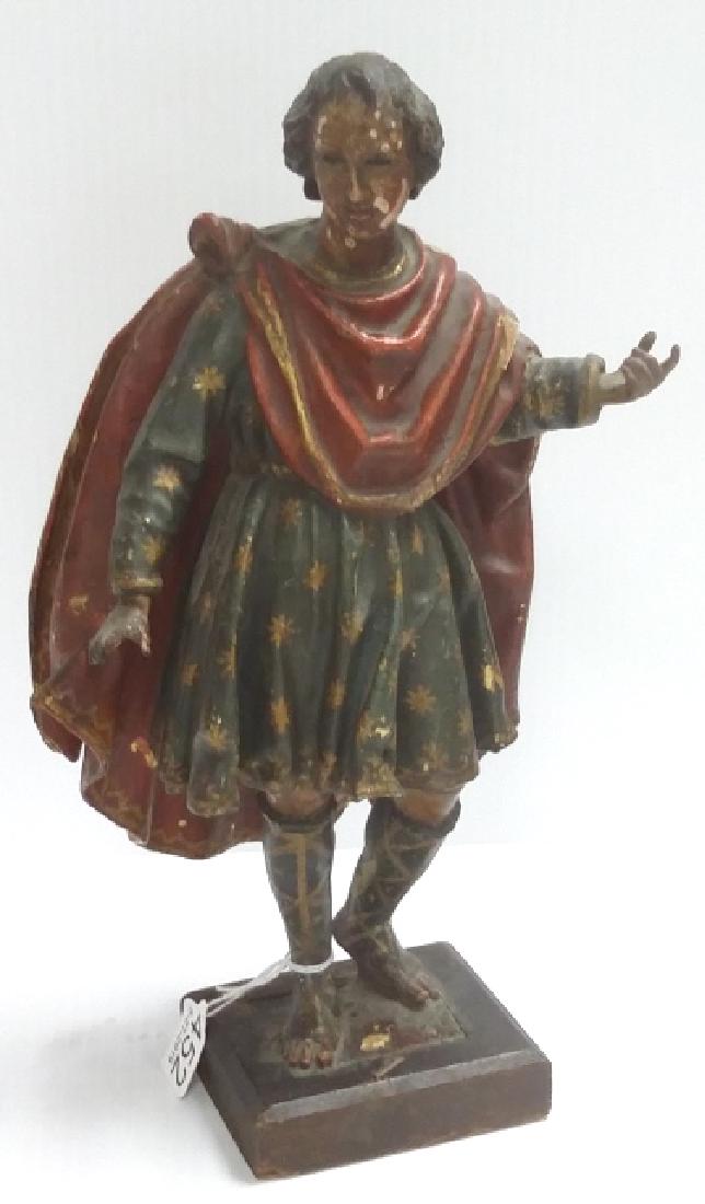Antique 12" Italian carved wood figure of a gentleman: Antique 12" Italian carved wood figure of a gentleman From The Dominick Argento Estate.