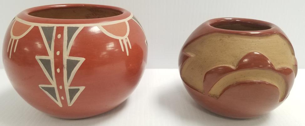 Petra & Naranjo signed Santa Clara redware southwest: Petra & Naranjo signed Santa Clara redware southwest Native American pots 4 1/2" tall