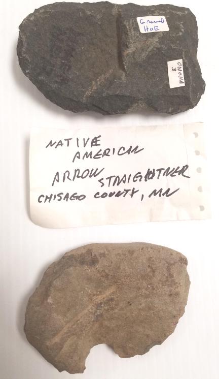 2 ancient stone artifacts 4" arrow straightener & 5": 2 ancient stone artifacts 4" arrow straightener & 5" hoe