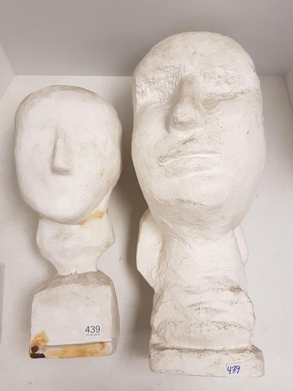 2 John Beauchamp plaster busts- 23" x 18": 2 John Beauchamp plaster busts- 23" x 18"