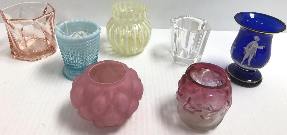 7 Victorian, etc toothpicks/ match holders- Mary: 7 Victorian, etc toothpicks/ match holders- Mary Gregory, etc