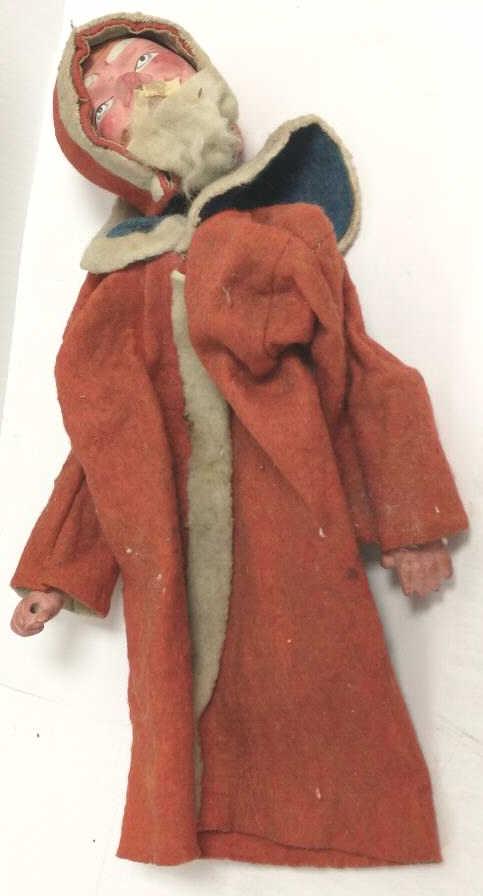 Antique 13" cloth & papier mache Santa puppet ? (as is): Antique 13" cloth & papier mache Santa puppet ? (as is)
