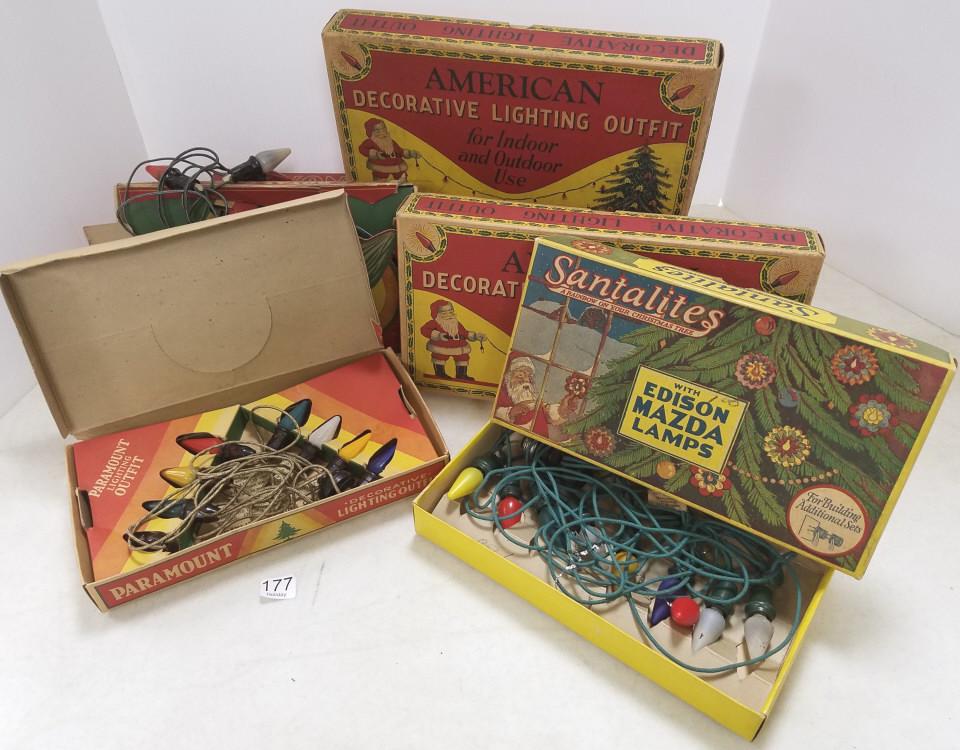 Group of Edison, etc. Christmas lights with graphic: Group of Edison, etc. Christmas lights with graphic boxes, etc.