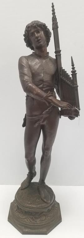 Antique marked Terville Juan bronze figure- man with (1 of 6)