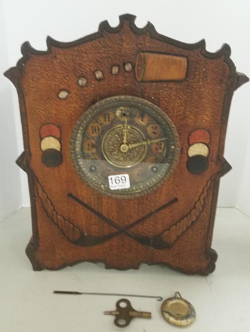 Gilbert Clock Company pyrography clock- poker design - (1 of 6)