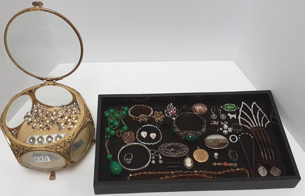 Group of antique jewelry including jewelry casket, (1 of 9)