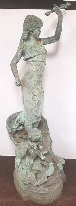 Patinated bronze figural fountain 50" tall (1 of 10)