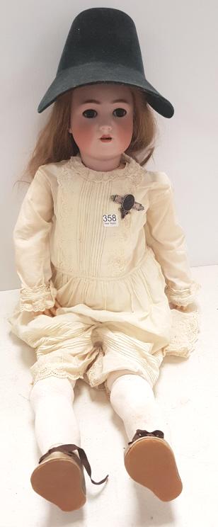 30" Simon & Halbig bisque head doll w/ vintage dress & (1 of 8)