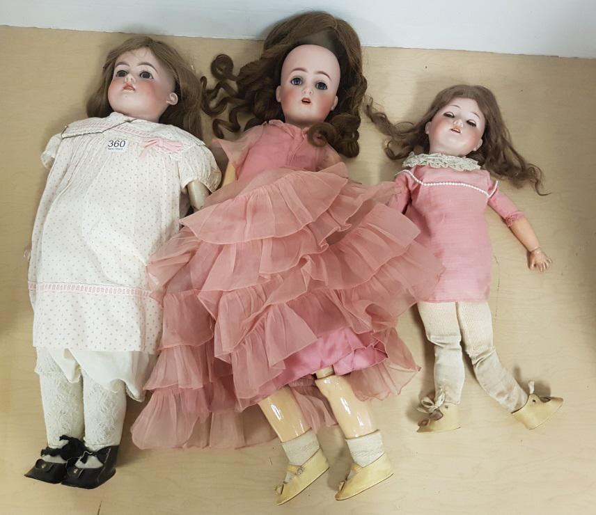 3 - 22", etc. German bisque head dolls (as seen - (1 of 4)