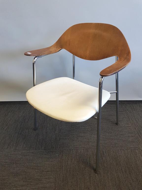 Unique bentwood armchair in the manner of Arne: Unique bentwood armchair in the manner of Arne Hovmand-Olsen (minor as is to upholstery)